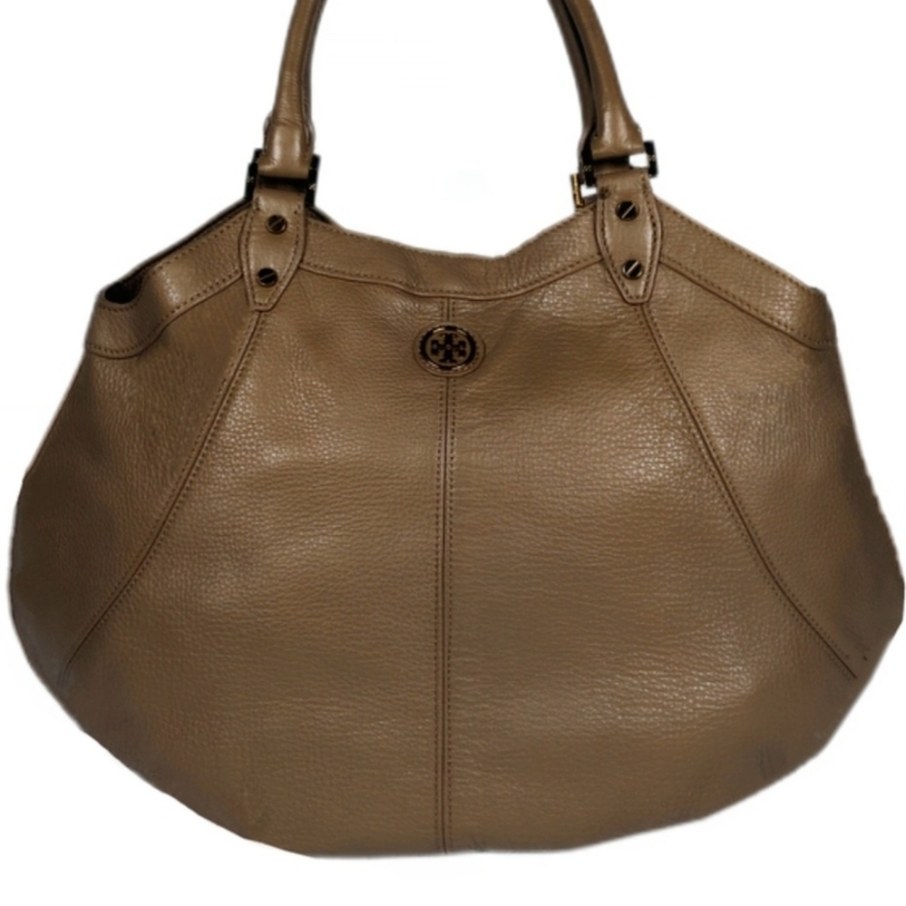 TORY BURCH X-LARGE, TEXTURED LEATHER HOBO SHOULDER BAG Oversized Lux